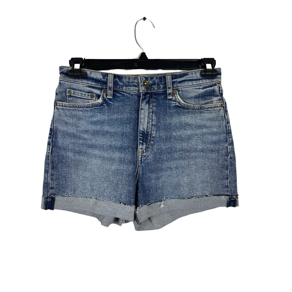 Rag & Bone Nina Shortie Women’s 28 High Rise Denim Shorts Cuffed Blue NWT